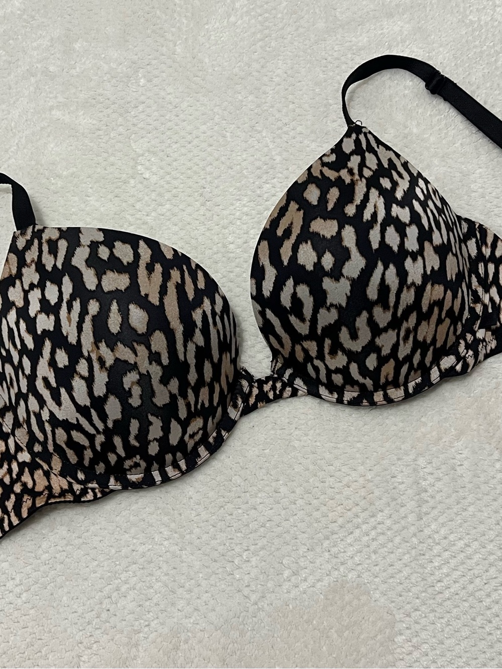 Victoria's Secret Leopard-Print Push-Up Bra in Black and Tan